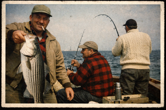 men from the 60s fishing for striped bass